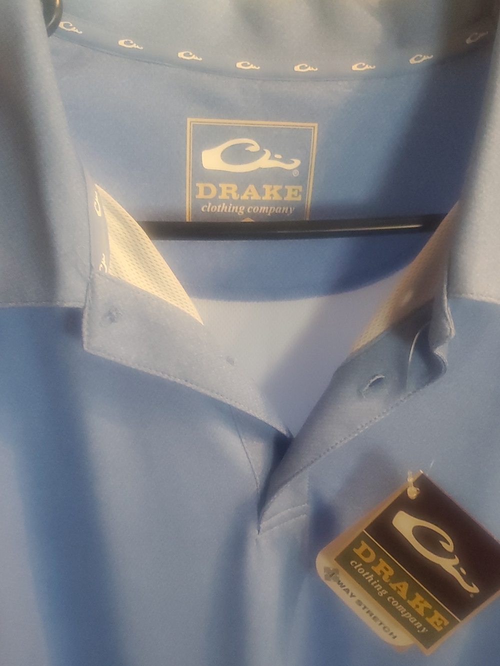Drake Men's Sky Blue Polo with Logo Tag
